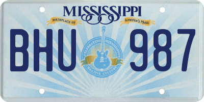 MS license plate BHU987