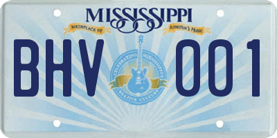 MS license plate BHV001