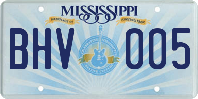 MS license plate BHV005
