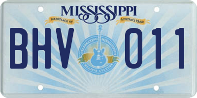 MS license plate BHV011