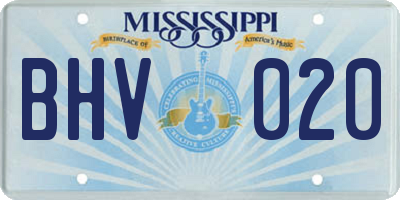 MS license plate BHV020