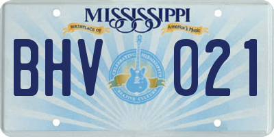 MS license plate BHV021