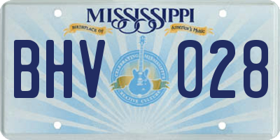 MS license plate BHV028