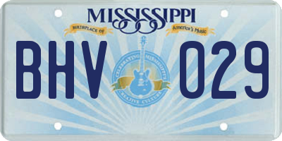MS license plate BHV029