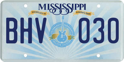 MS license plate BHV030