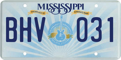 MS license plate BHV031