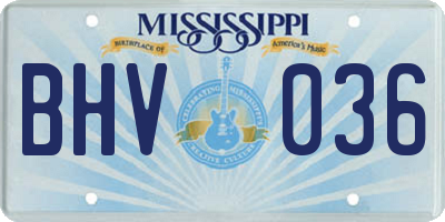 MS license plate BHV036