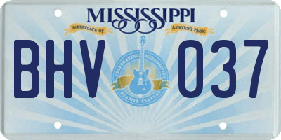 MS license plate BHV037