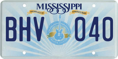 MS license plate BHV040