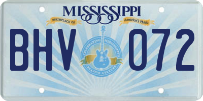 MS license plate BHV072