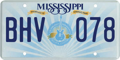 MS license plate BHV078