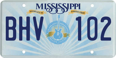 MS license plate BHV102