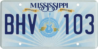 MS license plate BHV103