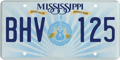 MS license plate BHV125