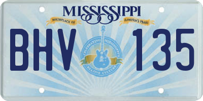 MS license plate BHV135