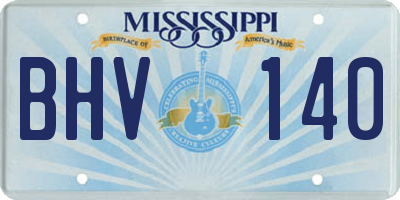 MS license plate BHV140