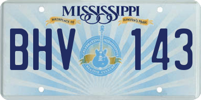 MS license plate BHV143