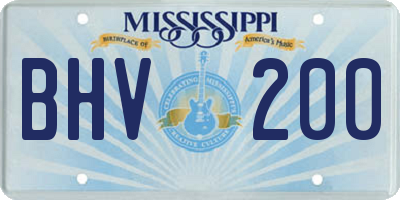 MS license plate BHV200