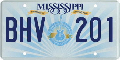 MS license plate BHV201
