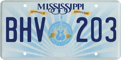 MS license plate BHV203