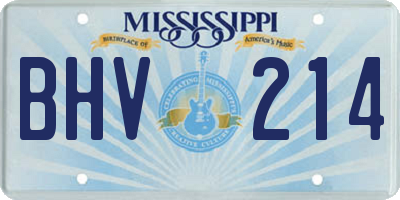 MS license plate BHV214