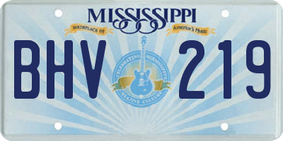 MS license plate BHV219