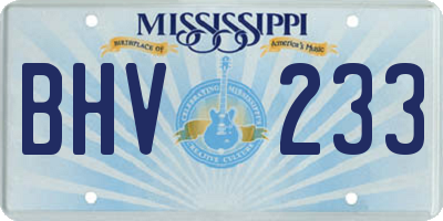 MS license plate BHV233