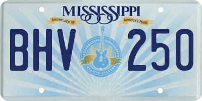 MS license plate BHV250