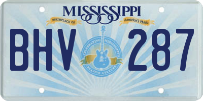 MS license plate BHV287
