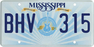 MS license plate BHV315