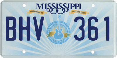 MS license plate BHV361