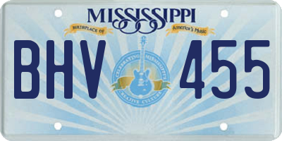 MS license plate BHV455