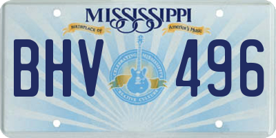 MS license plate BHV496