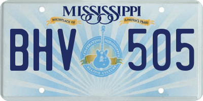 MS license plate BHV505