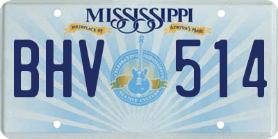 MS license plate BHV514