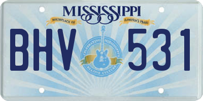 MS license plate BHV531