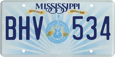 MS license plate BHV534
