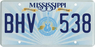 MS license plate BHV538
