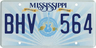 MS license plate BHV564