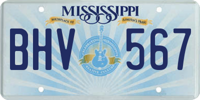 MS license plate BHV567