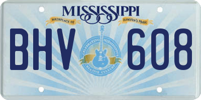 MS license plate BHV608