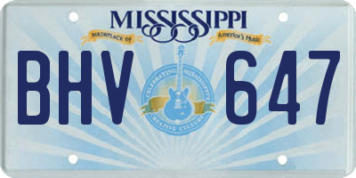 MS license plate BHV647