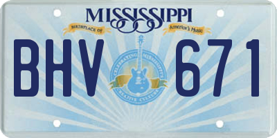MS license plate BHV671