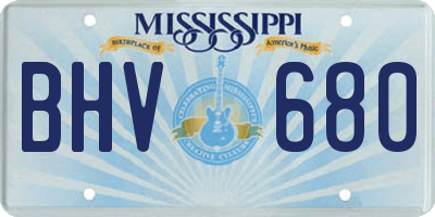 MS license plate BHV680