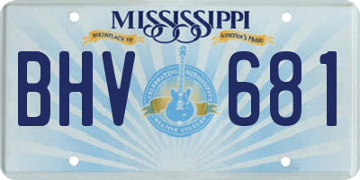 MS license plate BHV681