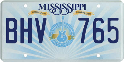 MS license plate BHV765