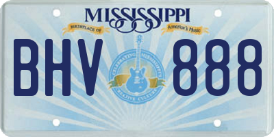 MS license plate BHV888