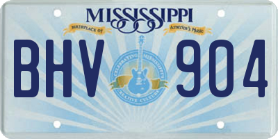 MS license plate BHV904