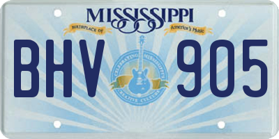 MS license plate BHV905
