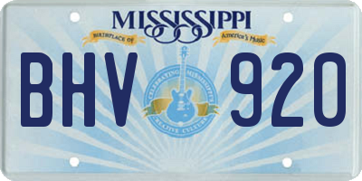 MS license plate BHV920